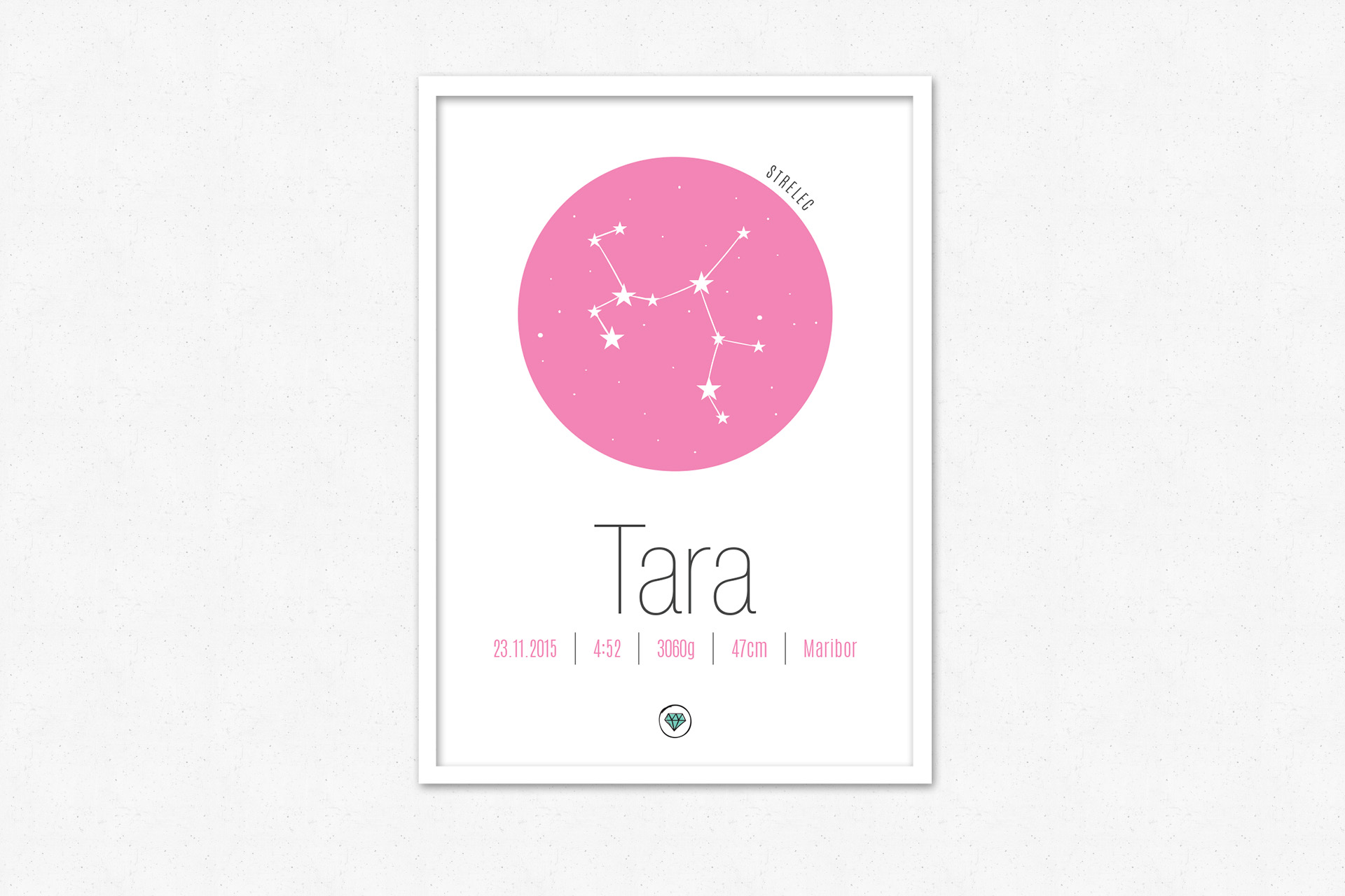 Personalizirana grafika ob rojstvu otroka | Horoskop znak STRELEC | #superšik by Satis Design