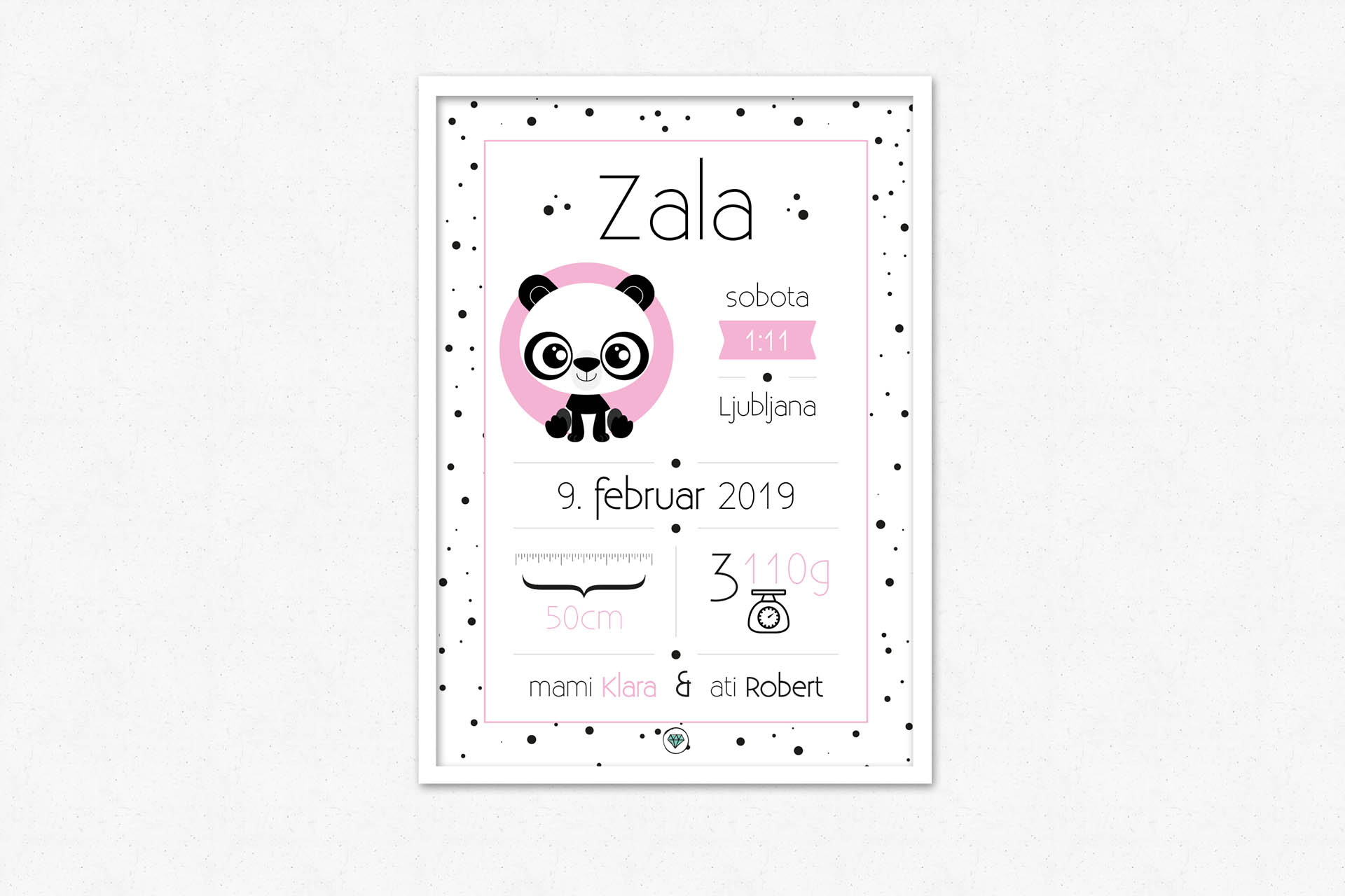 Personalizirana grafika ob rojstvu otroka | Panda | #superšik